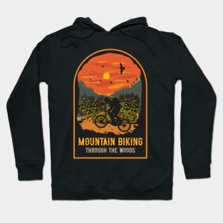 Mountain biking through the woods Hoodie